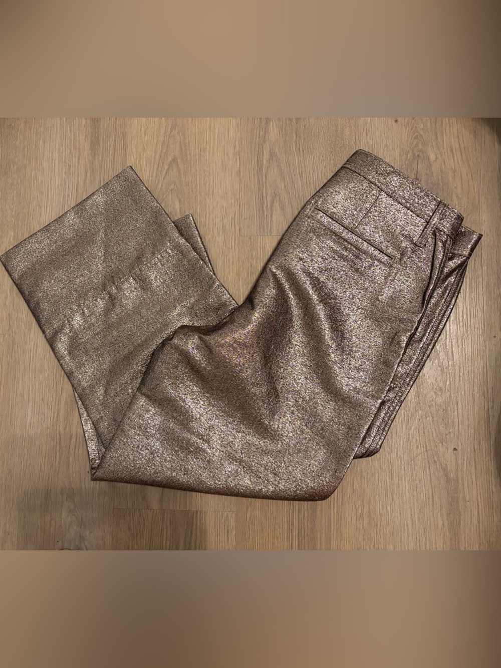 Madewell Metallic Gold Bronze Slim Emmett Wide Leg Crop